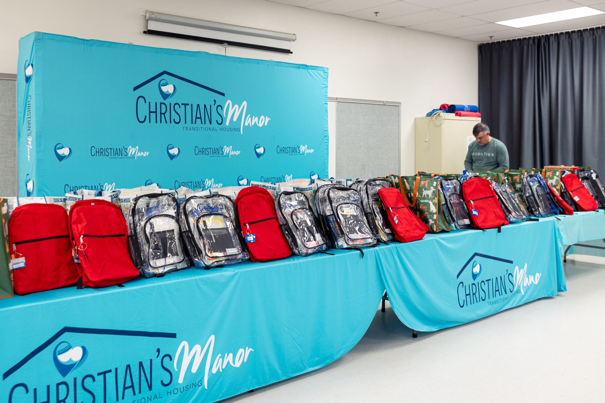 2026 Back-to-School Bash & Shoe Drive 6 | Christian's Manor Backpacks and school supplies prepared for Christian’s Manor families